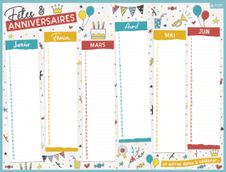 Bouchut - Calendrier perpétuel Fêtes et anniversaires - 32 x 42 cm