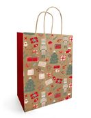 Sac kraft poignées torsadées Noella brun - 18 x 8 x 22 cm