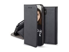 JAYM - Étui à rabat pour téléphone portable - magnétique - cuir artificiel - noir