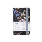 V&A Bookaroo - Carnet de notes de poche - A6 - floral noir