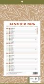 Calendrier bloc mensuel à feuillets année civile BOUCHUT "409 Natura" 19 x 36 cm coloris beige