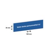 Plaque boîte à lettres personnalisée avec votre texte - 100 x 30 mm - bleue - adhésivée prête à poser