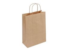 50 Sacs cadeau kraft - poignées torsadées - 27 cm x 12 cm x 35 cm - brun