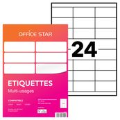 Office Star - 2400 Étiquettes multi-usages blanches - 70 x 35 mm - réf OS43422