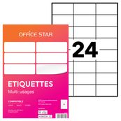 Office Star - 2400 Étiquettes multi-usages blanches - 70 x 37 mm - réf OS43474