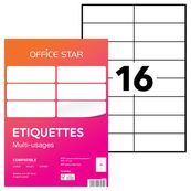 Office Star - 1600 Étiquettes multi-usages blanches - 105 x 37 mm - réf OS43484