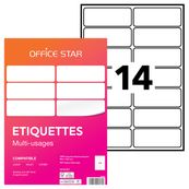 Office Star - 1400 Étiquettes multi-usages blanches - 99,1 x 38,1 mm - réf OS43437