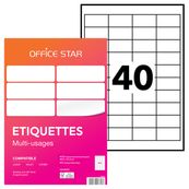 Office Star - 4000 Étiquettes multi-usages blanches - 48,5 x 25,4 mm - réf OS43657