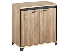 Rangement bas MAMBO - L80 x H82 x P46 - 2 portes - Chêne Sonoma/noir