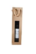 Logistipack - Sac cadeau à fenêtre pour 1 bouteille - poignées cordelières - 10 cm x 9 cm x 38 cm