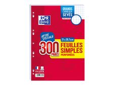 Oxford - feuilles simples A4 - 300 pages sous film - grands carreaux (Seyes) - perforées