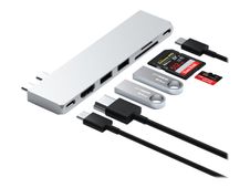 Satechi Pro Hub Slim - Hub 7 ports - USB-C x 2 - HDMI - pour Apple MacBook Air à partir de 2018 - argent