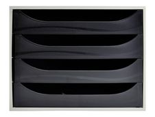 Exacompta Ecobox - Module de classement 4 tiroirs - gris/noir