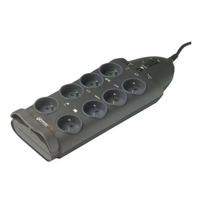 3700085612729-INFOSEC S8 - Multiprise parafoudre 8 prises - parasurtenseur 2500 W-Angle droit-0