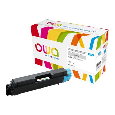 3112539605452-Cartouche laser compatible Kyocera TK-580 - cyan - Owa K15606OW-Angle gauche-0