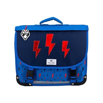3663842007339-Cartable Wonder Fox Blue 38 cm - 2 compartiments - rabat réversible - Pol Fox-Avant-0
