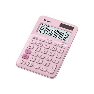 4549526700026-Calculatrice de bureau Casio MS-20UC - 12 chiffres - alimentation batterie et solaire - rose-Angle droit-0