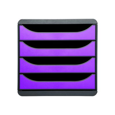 9002493422247-Exacompta BigBox - Module de classement 4 tiroirs - gris/violet-Avant-0