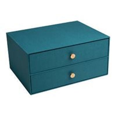 3130630306030-Exacompta OfficeByMe - Module de classement 2 tiroirs - pour A4+ - bleu canard-Angle gauche-0
