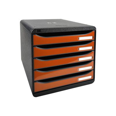 9002493423619-Exacompta BigBox Plus - Module de classement 5 tiroirs - noir/orange-Angle gauche-1