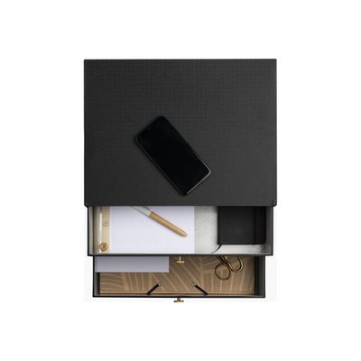 3130630306016-Exacompta OfficeByMe - Module de classement 2 tiroirs - pour A4+ - noir-Haut-3