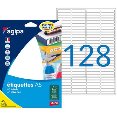 3270241140897-Apli Agipa - Etui A5 - 2048 Étiquettes blanches multi-usages - 6 x 33,5 mm - coins arrondis - réf 114--0