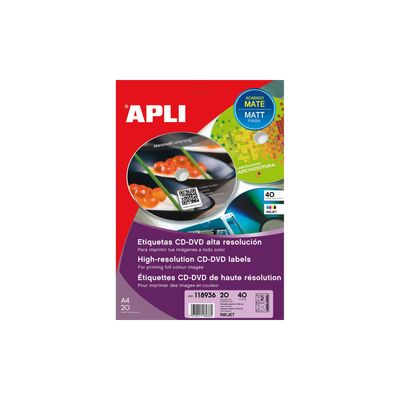 3270241189360-Apli - 40 Étiquettes CD/DVD photo mat--0