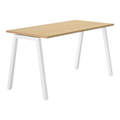 3483601094642-Bureau CONNEXION - 180 cm - Pieds métal - Chêne/blanc-Angle droit-0