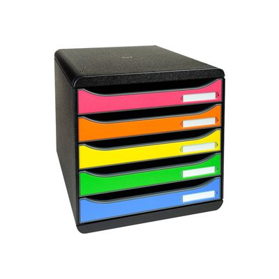 9002493422681-Exacompta BigBox Plus - Module de classement 5 tiroirs - arlequin-Angle gauche-1