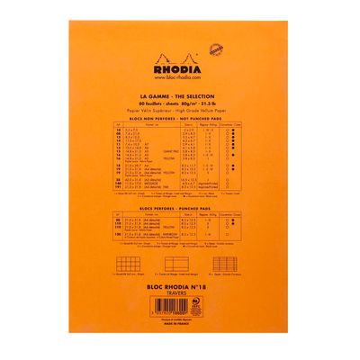 3030920186000-Rhodia - Bloc notes N°18 - A4 - 160 pages - ligné avec marge - 80g--2