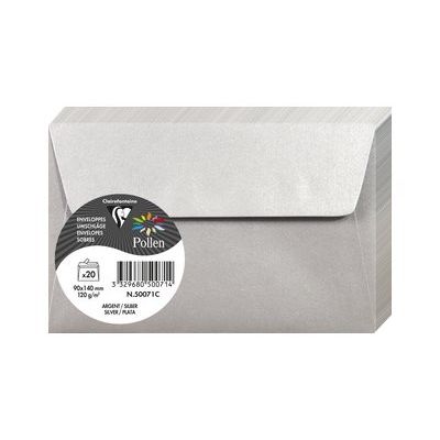 3329680500714-Pollen - 20 Enveloppes - 90 x 140 mm - 120 g/m² - argent-Angle droit-0