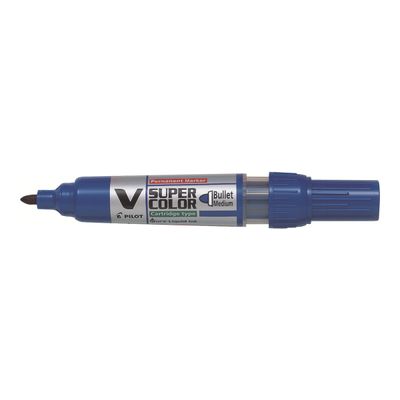 4902505357008-Pilot V SUPER COLOR - Marqueur permanent rechargeable - pointe ogive - bleu-Angle gauche-1