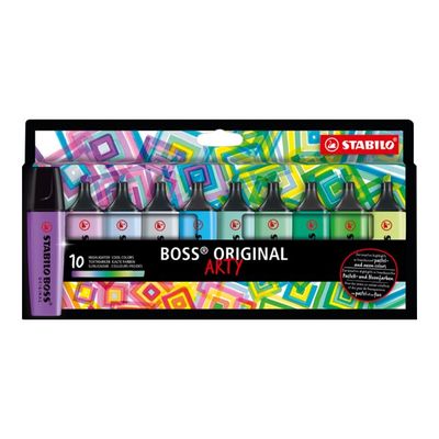 4006381577816-STABILO BOSS ORIGINAL ARTY - Pack de 10 surligneurs - couleurs froides assorties-Avant-0