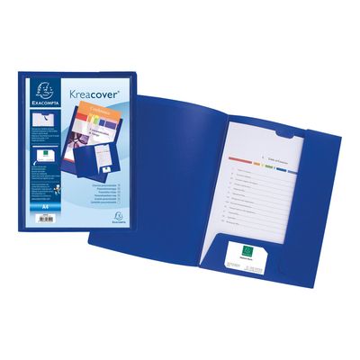 3130631435029-Exacompta Kreacover - 30 Chemises de présentation personnalisables - A4 - bleu-Avant-3