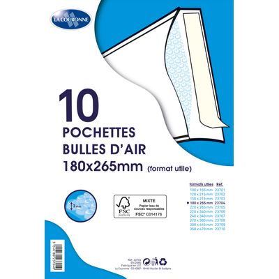 3240180237040-La Couronne - 10 Pochettes bulles - 180 x 265 mm - autocollant - blanc--0