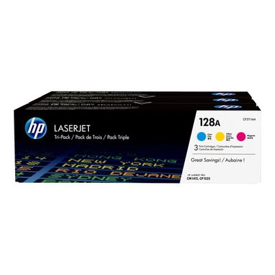 0887111403018-HP 128A - Pack de 3 - cyan, magenta, jaune - cartouche laser d'origine-Avant-0