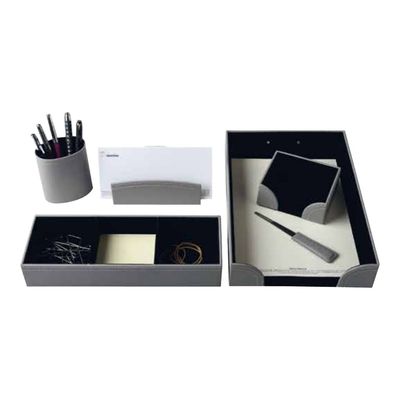 3108724667053-Oberthur - Parure de bureau - 6 pièces - gris-Avant-0