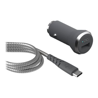 3571211389941-BigBen Force Power - chargeur allume-cigare pour smartphone - 1 USB + 1 câble USB-C/USB-C-Angle gauche-0