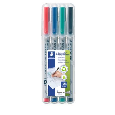 4007817307748-STAEDTLER LUMOCOLOR 311 - Pack de 4 marqueurs effaçables - pointe fine et extra fine - couleurs assort--1