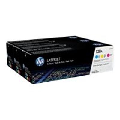 0887111403018-HP 128A - Pack de 3 - cyan, magenta, jaune - cartouche laser d'origine-Angle gauche-2