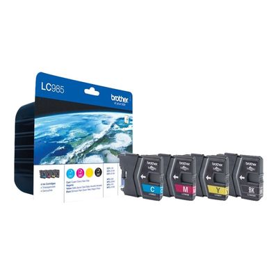 5014047562112-Brother LC985 - Pack de 4 - noir, cyan, magenta, jaune - cartouche d'encre originale-Angle gauche-0