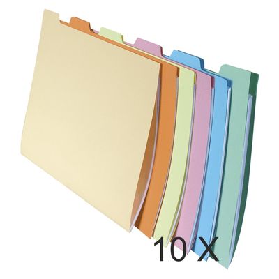 3288583370001-Exacompta Super 210 - Paquet de 10 x 6 chemises compartiments à onglets pour dossiers suspendus tiroir--0