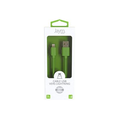 3701263512572-JAYM POP Collection - Câcle USB vers Lightning - 1.5 m - vert-Avant-2