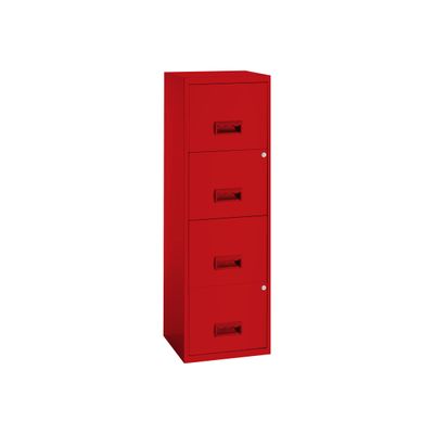 3219090953395-Classeur 4 tiroirs pour dossiers suspendus - 125,6 x 40 x 40 cm - rouge-Angle gauche-0
