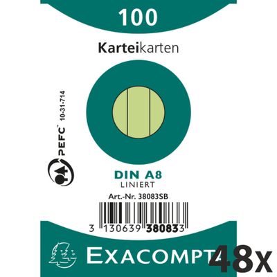3130638380834-Exacompta - 40 Packs de 100 Fiches Bristol - 5,5 x 7,4 cm - lignées - non perforées - vert--0