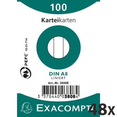 3370442038082-Exacompta - 40 Packs de 100 Fiches Bristol - 5,5 x 7,4 cm - lignées - non perforées - blanc--0