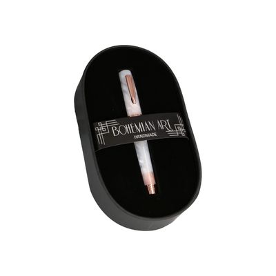 4014421440327-Online Bohemian Art - Stylo plume - blanc/rose - pointe moyenne-Angle gauche-0