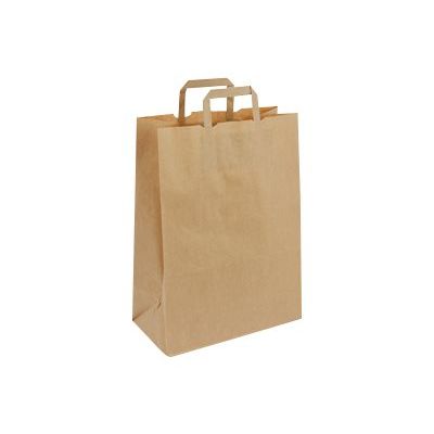 2130858306967-50 Sacs cadeau kraft - poignées plates - 18 cm x 8 cm x 22 cm - brun-Angle gauche-0