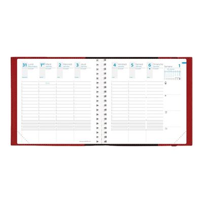 3371010275519-Agenda spiralé à élastique Time & Life Medium - 1 semaine sur 2 pages - 16 x 16 cm - rouge ceri-Avant-1