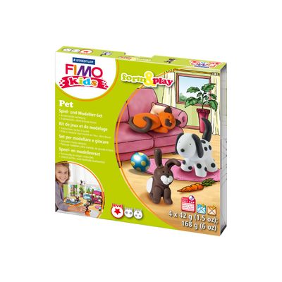 4007817806029-STAEDTLER FIMO kids form&play Pet - kit de pâte à modeler - Modèle Animaux Familiers-Angle droit-0